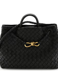 Nappa Intrecciato Medium Andiamo Shoulder Bag Black