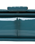 Patent Calfskin Quilted New Medium Plexiglass Boy Flap Turquoise