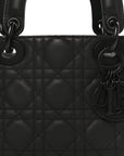 Ultra Matte Calfskin Cannage Mini Lady D1OR Black