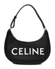 Calfskin Ava Logo Shoulder Bag Black