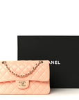 Lambskin Quilted Small Double Flap Light Orange