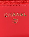 Lambskin Quilted CC Pearl Crush Wallet on Chain WOC Red