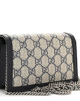 GG Supreme Monogram Textured Dollar Calfskin Super Mini Dionysus Shoulder Bag Beige Blue