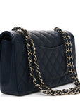 Caviar Quilted Medium Double Flap Navy