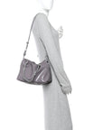 Sequin Medium Donut Chain Flamenco Knot Clutch Grey