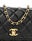 Lambskin Quilted CC Pearl Crush Wallet on Chain WOC Black