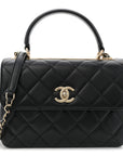 Lambskin Quilted Small Trendy CC Dual Handle Flap Bag Black