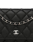 Caviar Quilted Wallet on Chain WOC Black