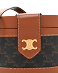 Calfskin Triomphe Canvas Medium Tambour Bag Tan