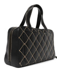 Calfskin Wild Stitch Top Handle Bag Black
