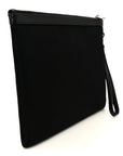 Linen Canvas Rive Gauche Zipped Pouch Black