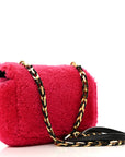 Shearling Nappa Mini Be Baguette Shoulder Bag Fuxia Black