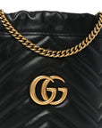 Calfskin Matelasse Mini GG Marmont 2.0 Bucket Bag Black