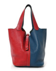 Taurillon Clemence Picotin Lock 22 MM Rouge Casaque Bleu Thalassa