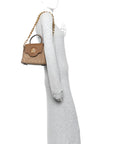 Calfskin Canvas Allover La Medusa Small Top Handle Handbag Brown