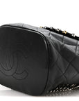 Lambskin Quilted Metallic Bubble Backpack Black