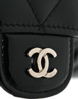 Patent Quilted Wallet On Removable Chain WOC Black
