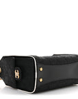 Braided Raffia Calfskin Quilted Mini CHNL 25 Handbag Black White