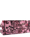Canvas Embroidered Large Toile de Jouy Voyage Book Tote Fuchsia Multicolor
