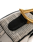 Calfskin Newspaper Printed Saddle Bag Black White