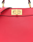 Vitello Seta Shiny Nappa Small Peekaboo I SEE U Satchel Lampone Light Rose