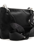 Re-Nylon Saffiano Re-Edition 2000 Double Zip Crossbody Bag Black