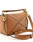 Grained Calfskin Small Puzzle Bag Tan
