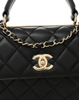 Lambskin Quilted Small Trendy CC Dual Handle Flap Bag Black