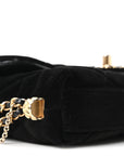 Velvet Quilted Crush On Chains Flap Bag Black