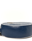 Azalea Calfskin Matelasse Diagonal Mini Torchon GG Marmont Round Shoulder Bag Blue Agata Mystic White