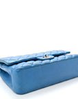 Iridescent Caviar Quilted Medium Double Flap Blue