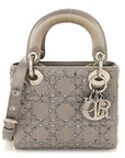 Satin Crystal Cannage Mini Lady D1OR Gray
