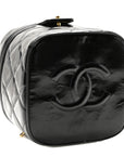 Patent Quilted Top Handle Vanity Case Black