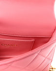 Lambskin Enamel Quilted Pending CC Mini Square Flap Pink