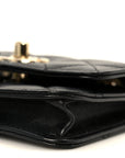 Lambskin Quilted Trendy CC Card Holder On Chain Black
