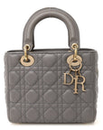 Lambskin Cannage Small Lucky Badges My Lady D1OR Grey
