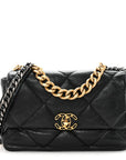 Goatskin Quilted Large CHNL 19 Flap Black