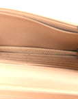 Patent Calfskin Chevron Quilted Wallet On Chain WOC Beige