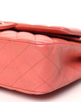 Iridescent Lambskin Quilted Medium Double Flap Pink
