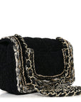 Tweed Braided Mini Rectangular Flap Black