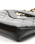 Shiny Crumpled Calfskin Quilted Nano 31 Shopping Bag Black