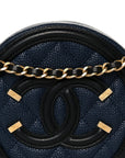 Caviar Quilted Round Filigree Crossbody Navy Black