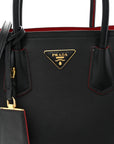 Saffiano Cuir Small Double Bag Black Fuoco