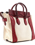 Canvas Crocodile Embossed Bi-Color Mini Luggage Beige Red