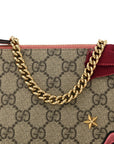 GG Supreme Monogram Face Embroidered Wrist Wallet Pink