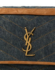 Denim Suede Monogram Medium Niki Chain Satchel Blue Cinnamon