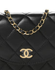 Lambskin Quilted Phone Holder Flap Black
