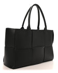 Grained Calfskin Maxi Intrecciato Medium Arco Tote Black
