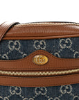 New Denim GG Monogram Dollar Calfskin Mini Ophidia Shoulder Bag Blue Tea Cuir Epilog