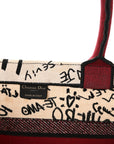 Canvas Embroidered Medium D1ORamour Graffiti Book Tote Latte Multicolor